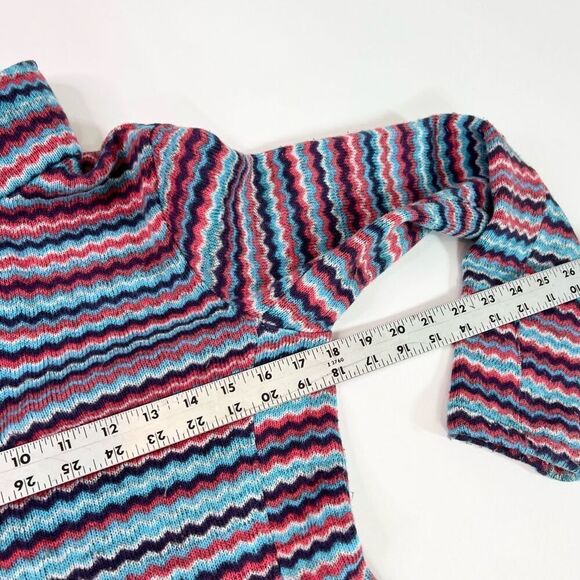 Spyder Pullover Sweater Womens 10 Blue Multi Zig Zag Stripe Quarter Zip Fleece - Picture 6 of 12